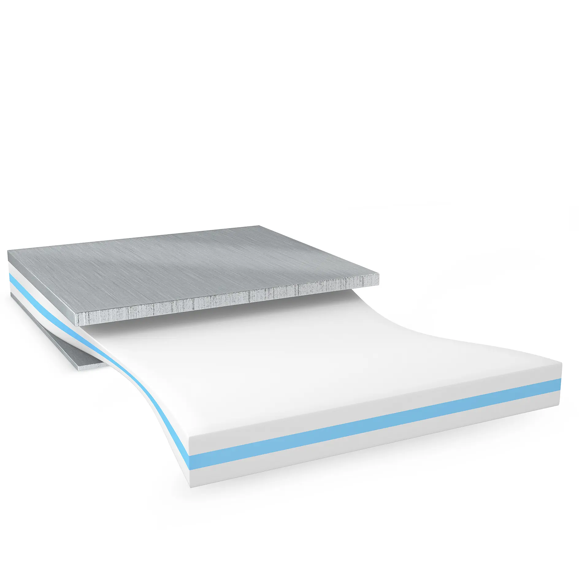 tesa branded adhesive tape with a gray backing layer and white sticky surface, isolated on a white background (This text has been generated by AI)