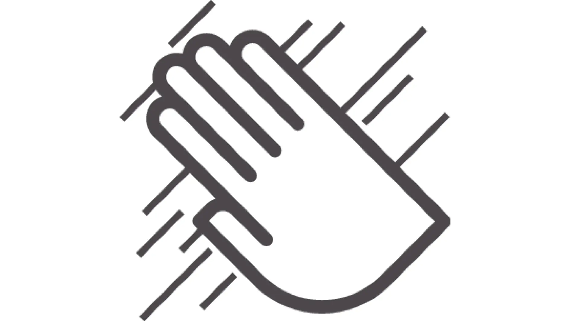 hand wiping surface with cloth, simple black line icon on white background, symbolizing cleaning or wiping action (This text has been generated by AI)