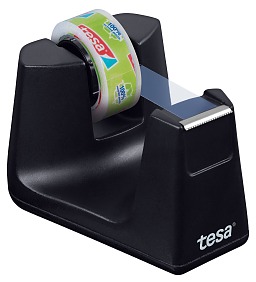 The refillable desk dispenser Smart is suitable for adhesive tape rolls with 19 mm width and up to 33 meters length - it is delivered with a roll tesafilm® eco-clear.