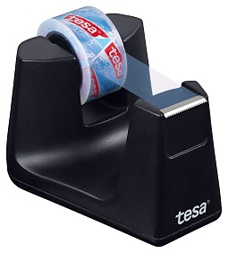 The refillable desk dispenser Smart is suitable for adhesive tape rolls with 19 mm width and up to 33 meters length - it is delivered with a roll tesafilm® crystal-clear.
