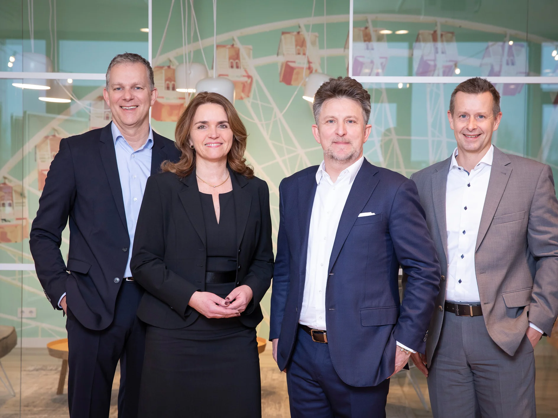 The new tesa Executive Board from left to right: Dr. Jörg Diesfeld, Angela Cackovich, Dr. Norman Goldberg, and Oliver Höfs.