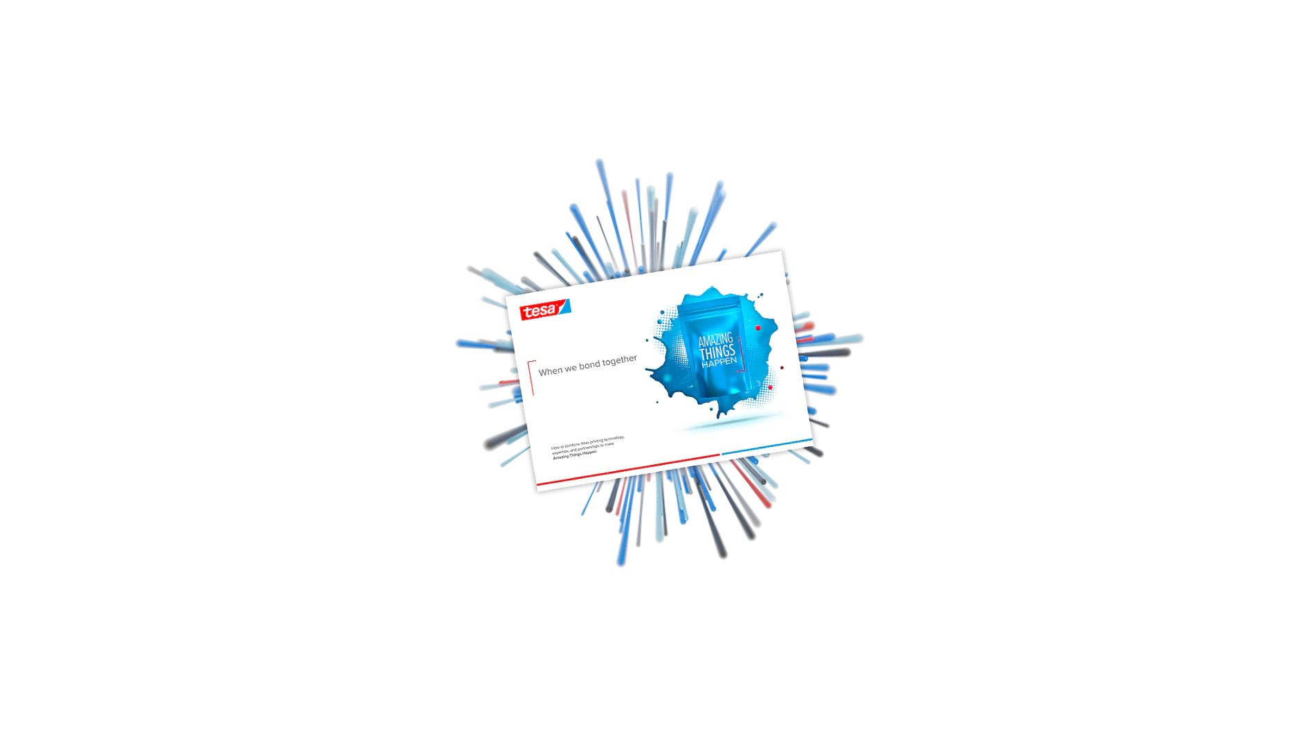 A 3D-rendered image of a card displaying the text Vape and travel together with an abstract blue splash design. The card is surrounded by radial blue lines emanating outward on a black background, securely held in place with tesa tape. (This text has been generated by AI)