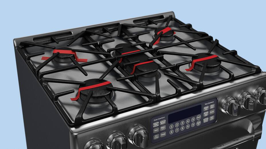 During transport the metal hob is kept in place by using adhesive tape.