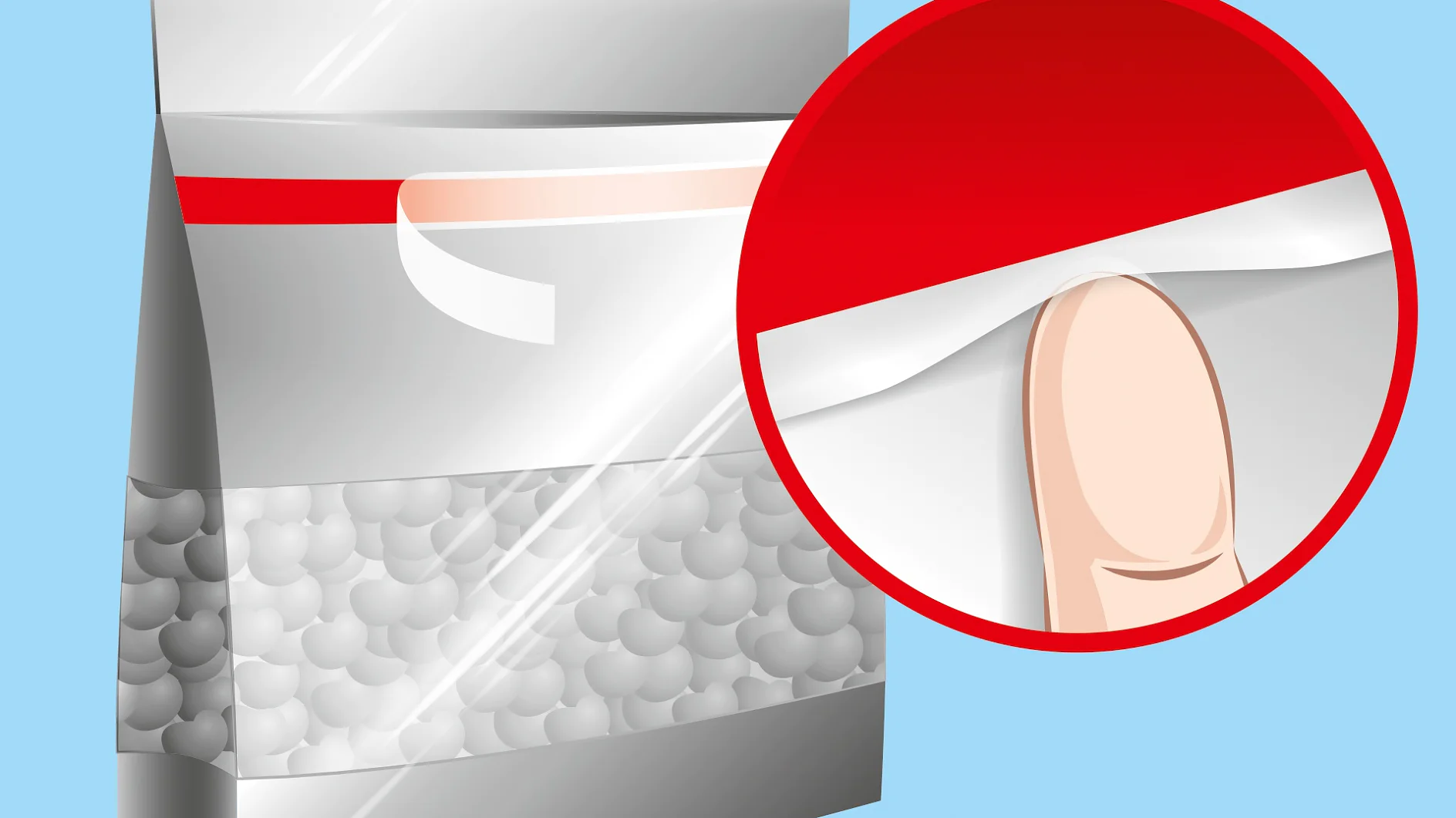 Resealable Bag Closure Fingerlift – Double Sided Resealable double-sided food packaging tape.