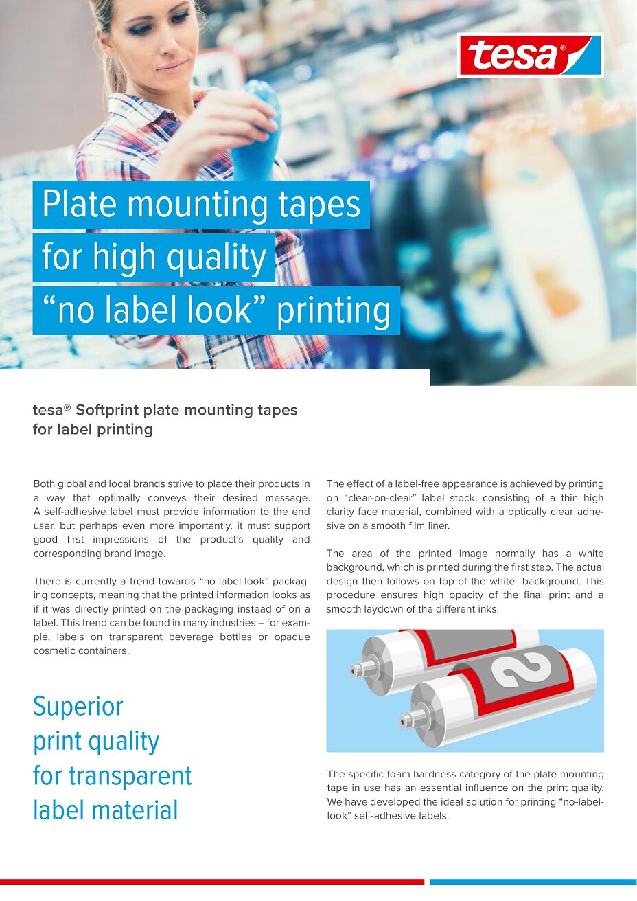 tesa Softprint® Plate Mounting Tapes for High Quality "No Label Look" Printing Brochure - Paper & Print