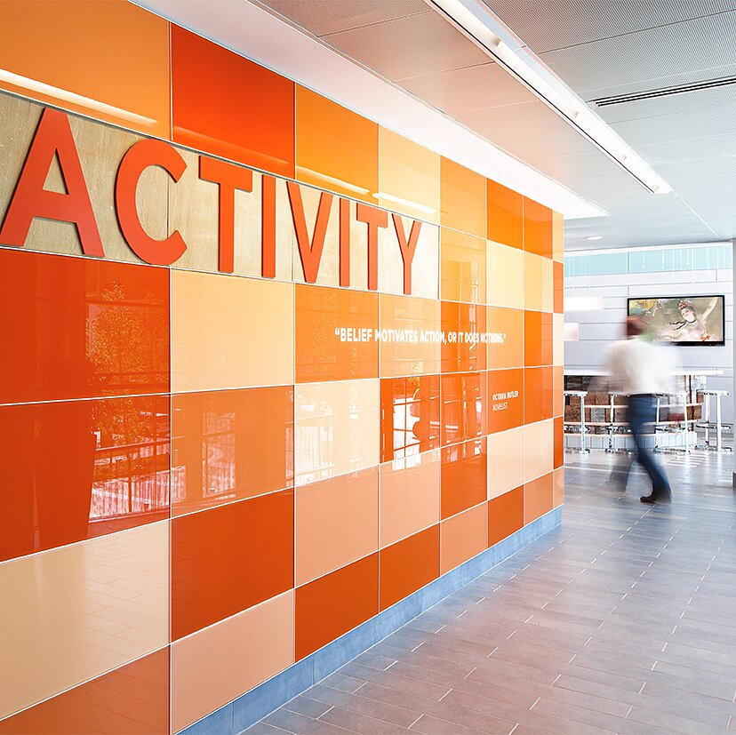 Interior wall cladding in an office Interior wall cladding in an office