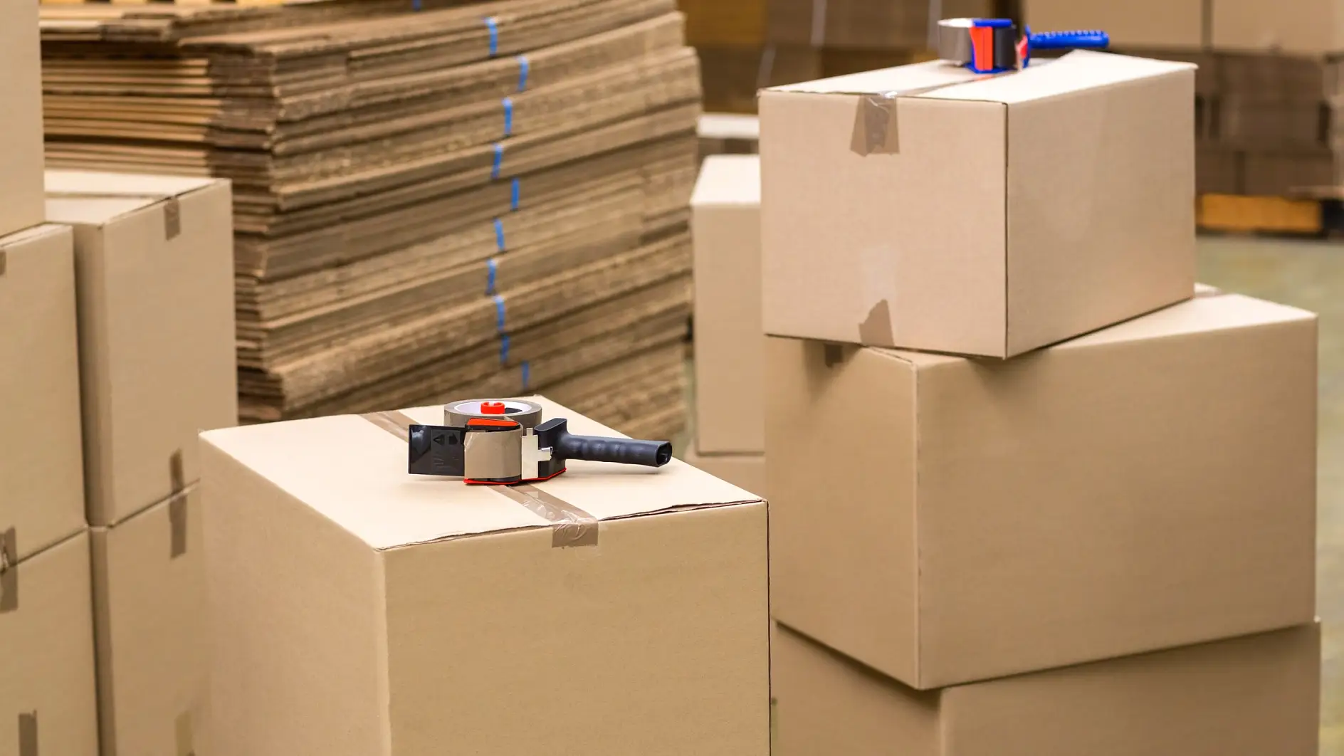 Cardboard packaging for industrial goods.