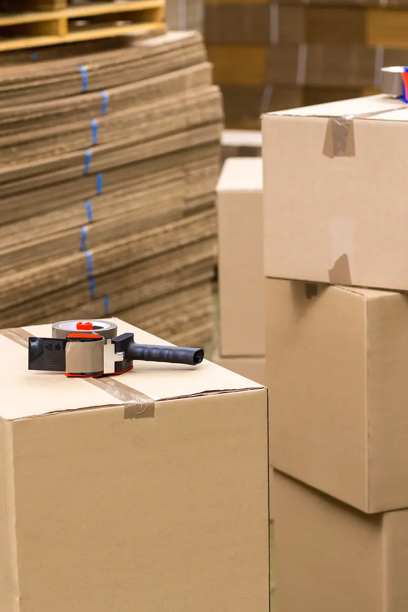 Cardboard packaging for industrial goods.