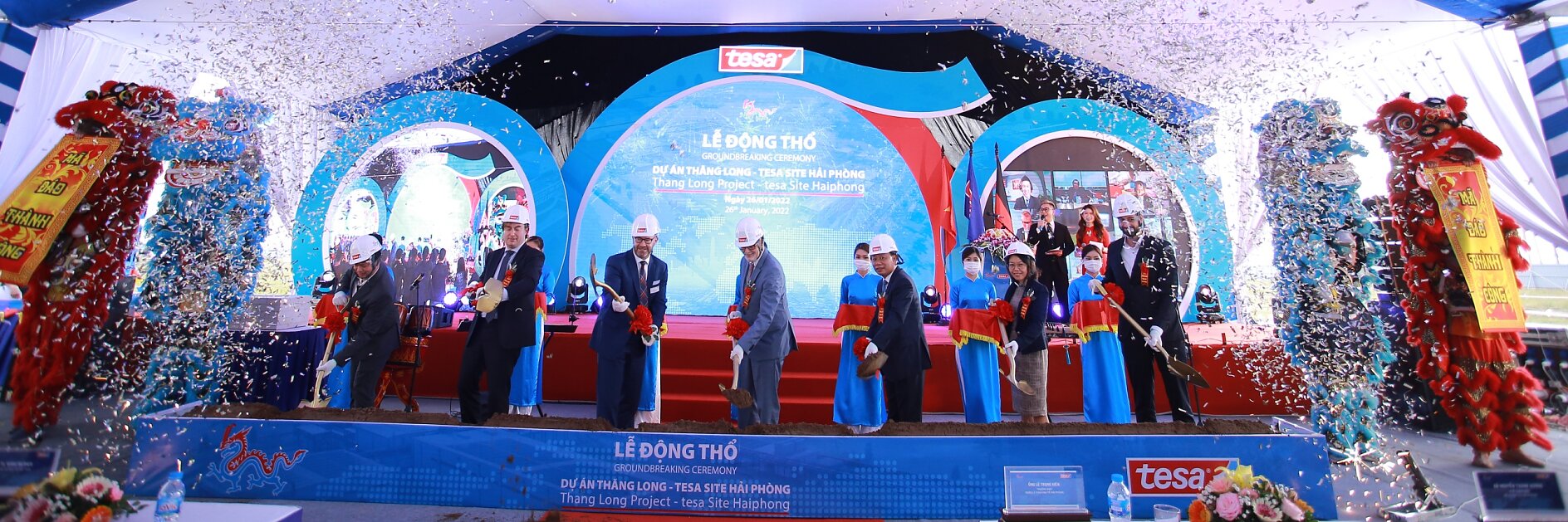 With the ground breaking ceremony the construction of the second tesa production site in Asia – in Haiphong, Vietnam – has started.