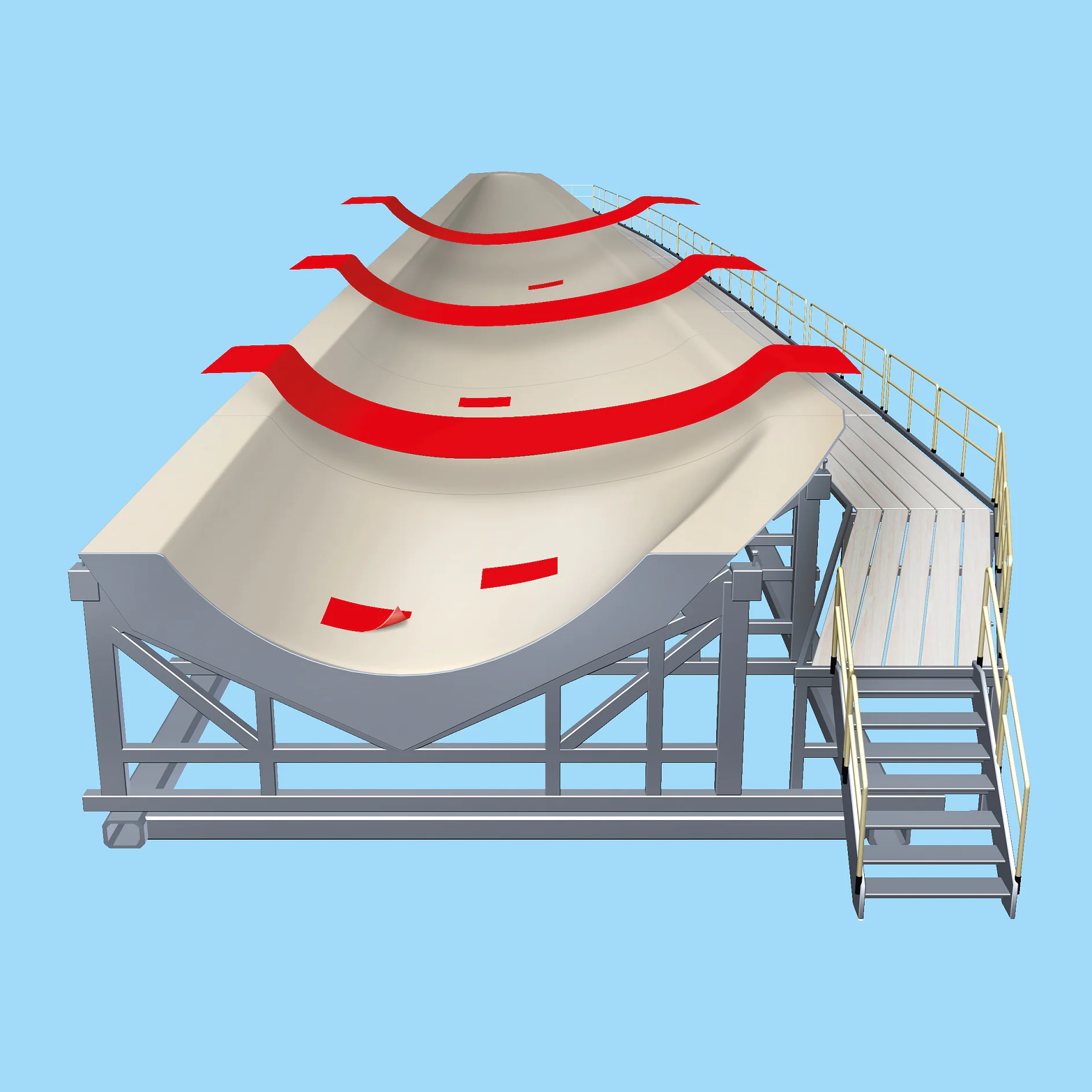 Removable tape used to easily remove a wind turbine from its mold.