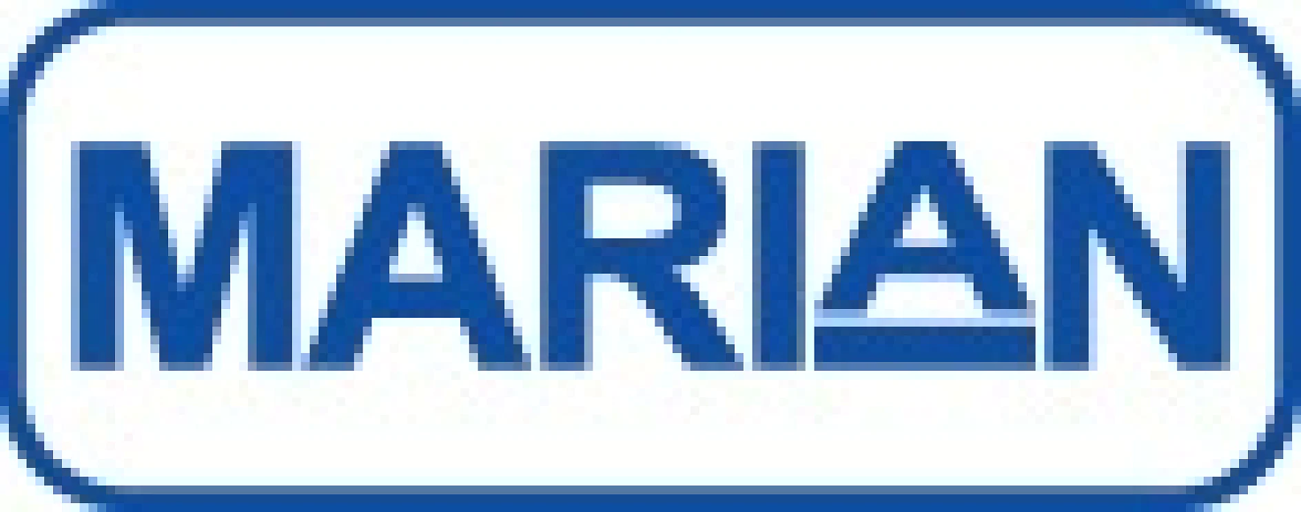 The image shows a blue and white logo with the word tesa MARIAN in bold blue capital letters. The letter A is stylized with a triangle inside. The text is enclosed within a rounded rectangular border. (This text has been generated by AI)
