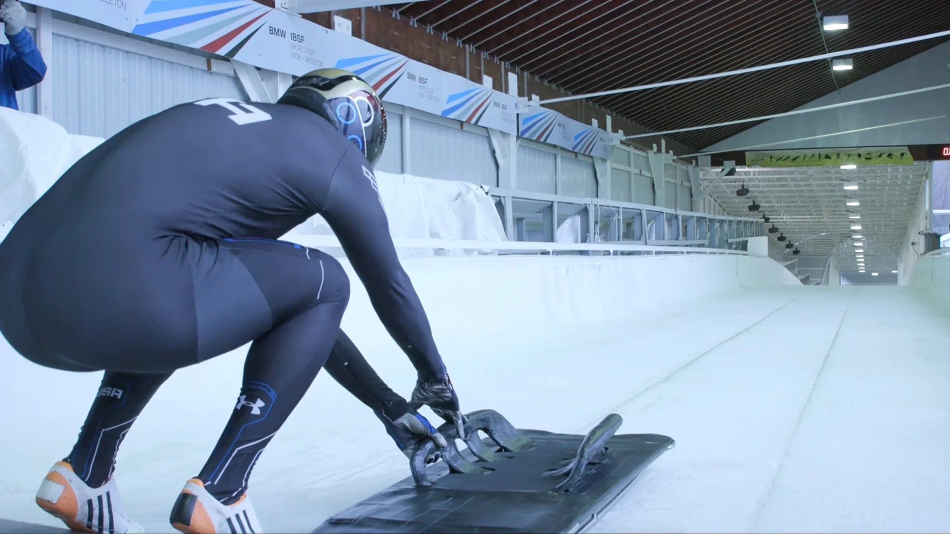 Skeleton athlete prepares for trial run