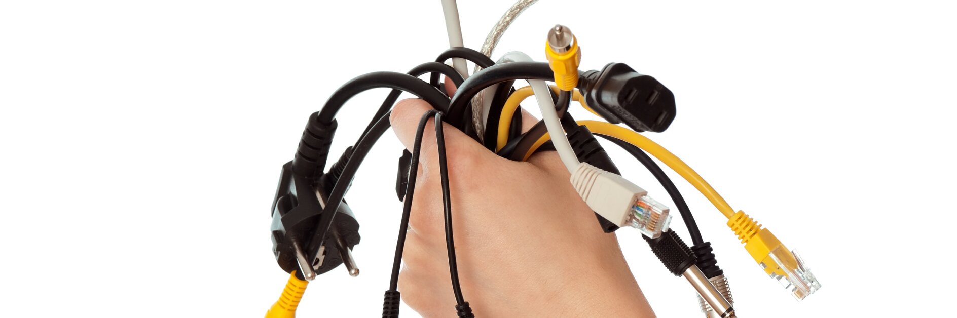 woman taking different wires in the hand