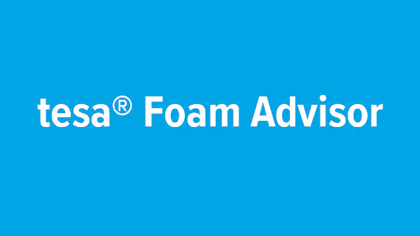 Blue background with the text tesa® Foam Advisor in white, centered.