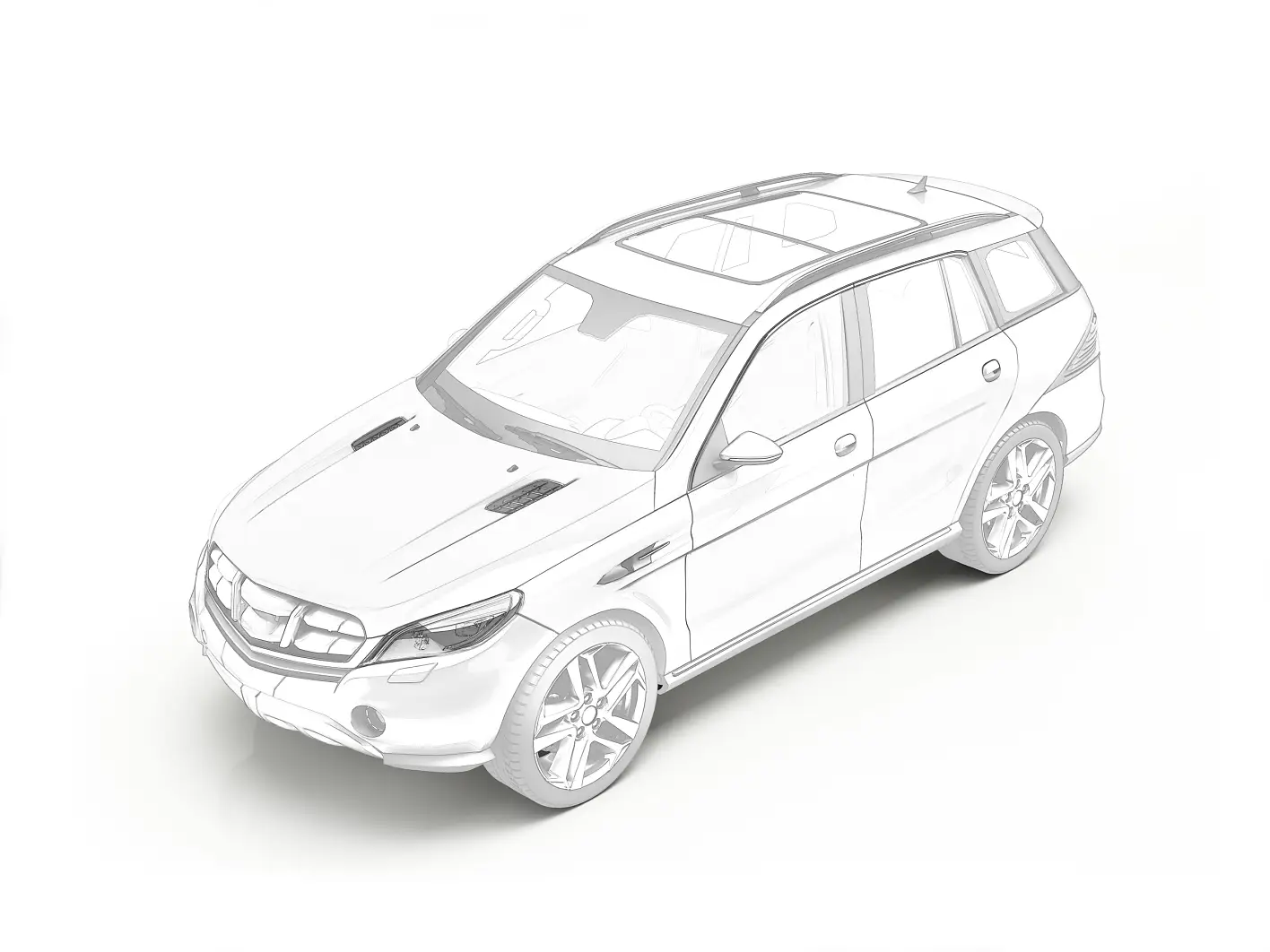 Suv generic car stylized 3D rendering. On white bacground.