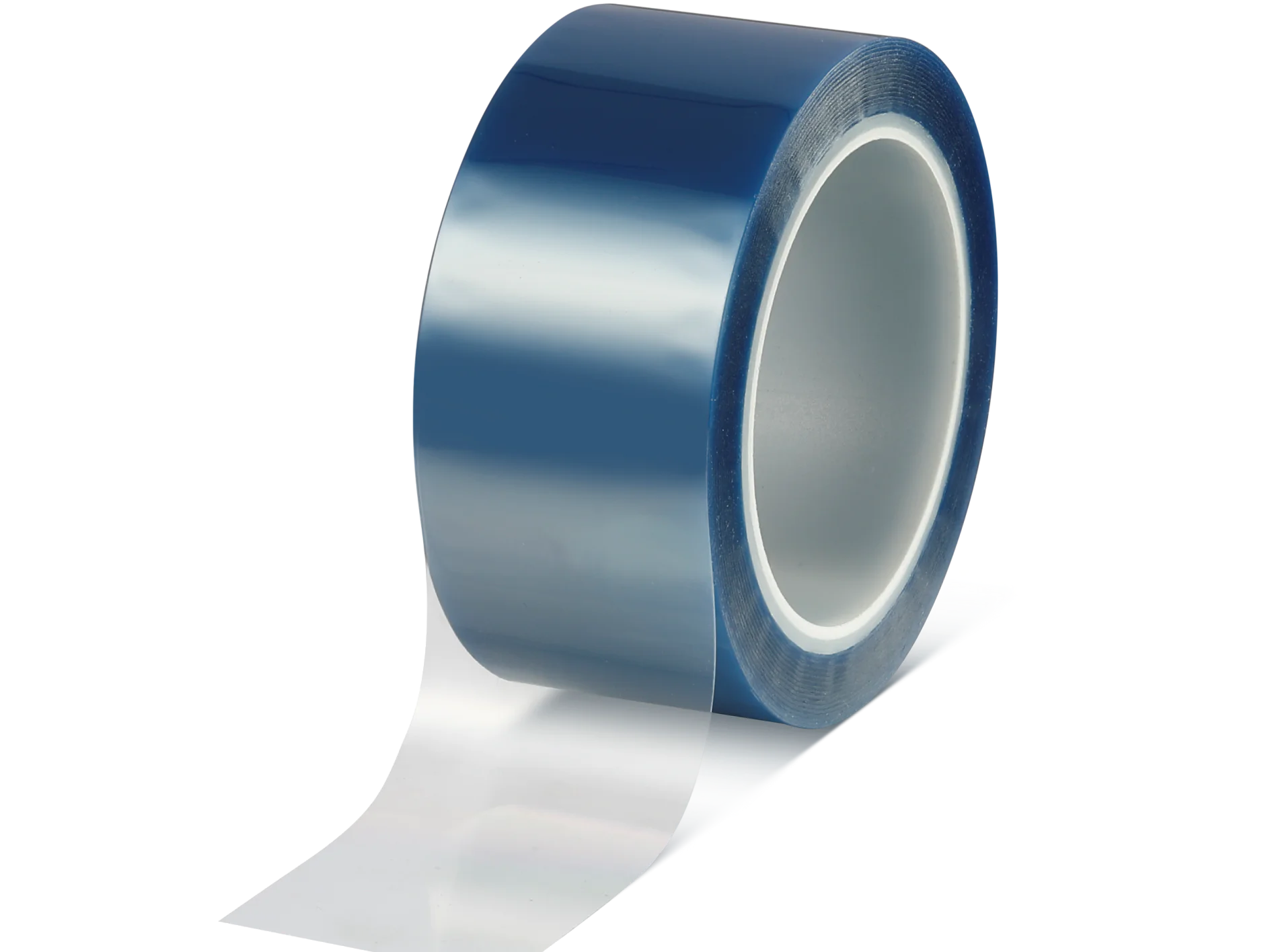 roll of transparent tesa adhesive tape on white background, isolated product shot for packaging or office use (This text has been generated by AI)