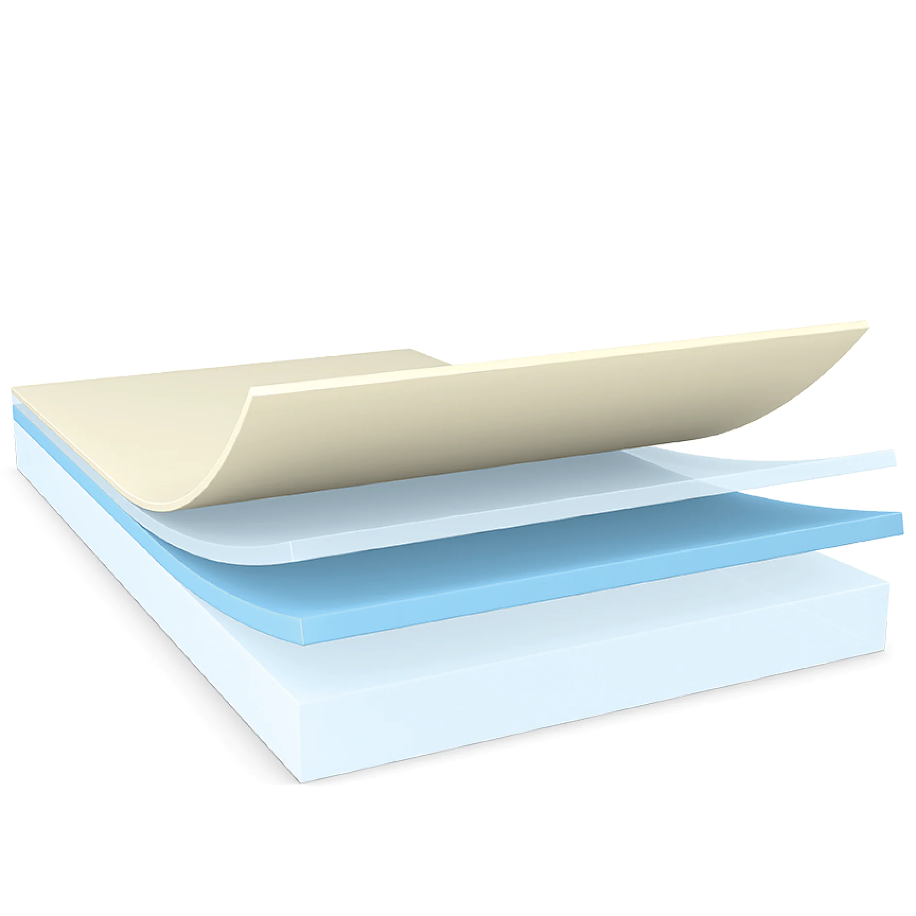 tesa adhesive tape layers separated showing backing, adhesive, and liner on a white background (This text has been generated by AI)