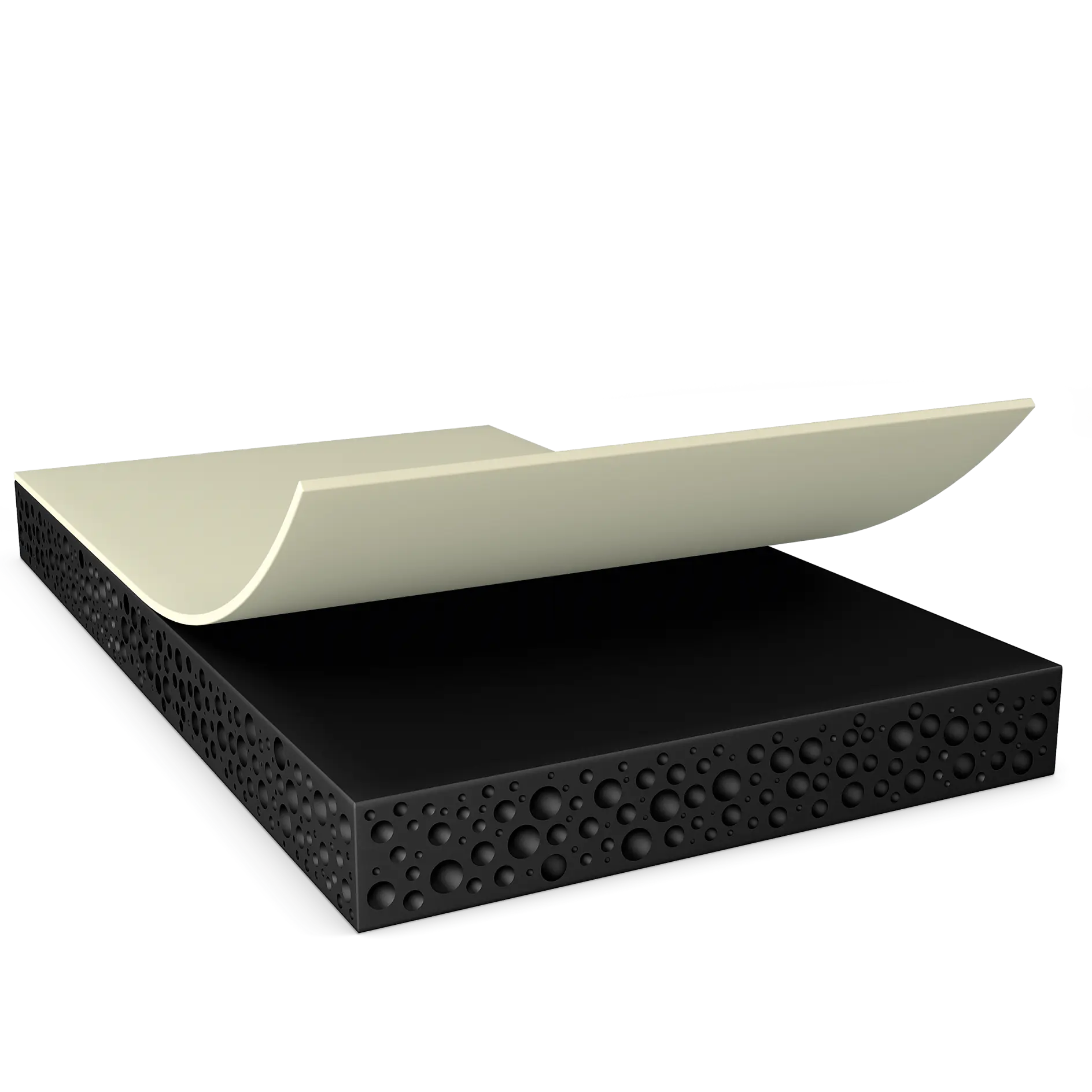 tesa adhesive tape with a white backing partially peeled off, displayed on a black textured surface against a white background (This text has been generated by AI)