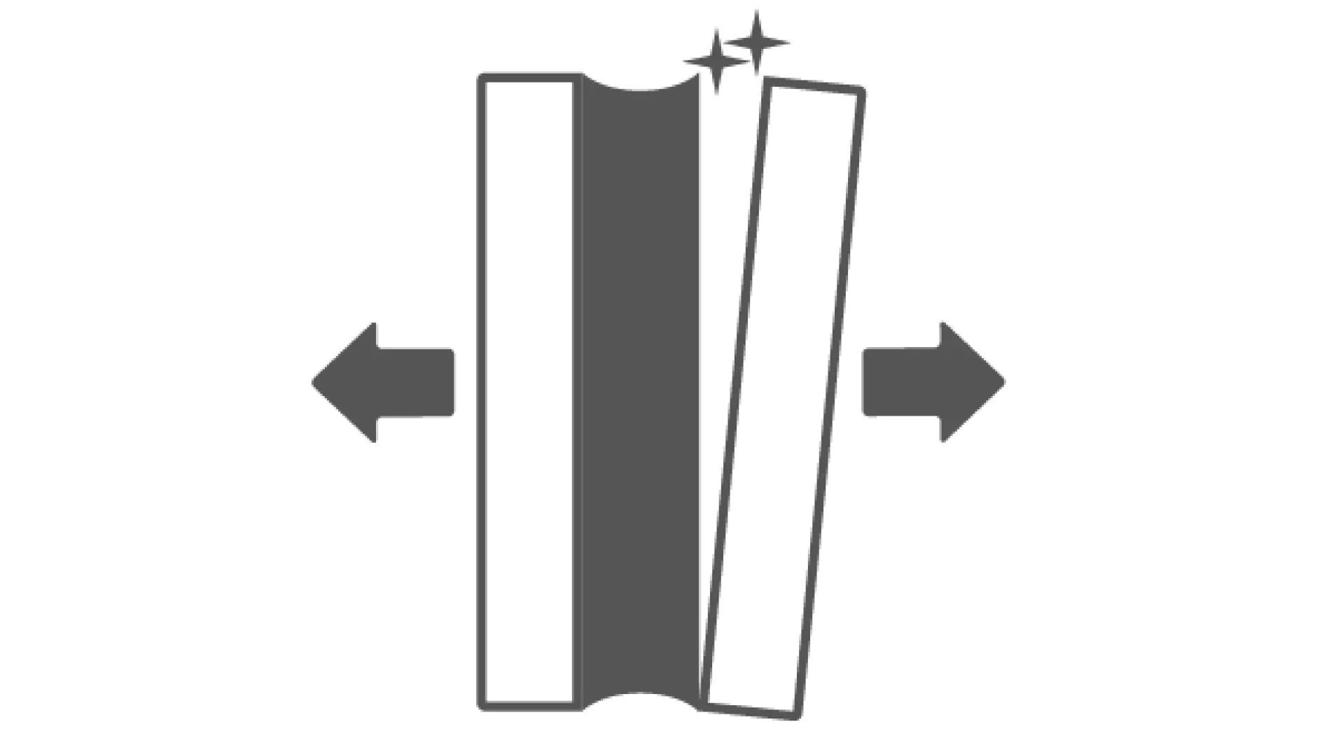 Separation icon representing controlled adhesive release, showing stretch release tape designed for clean and residue-free debonding.