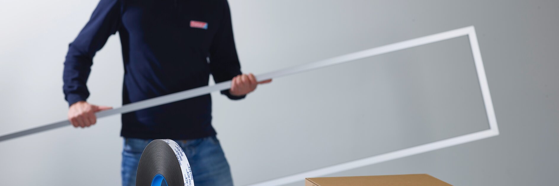 Man carrying window application