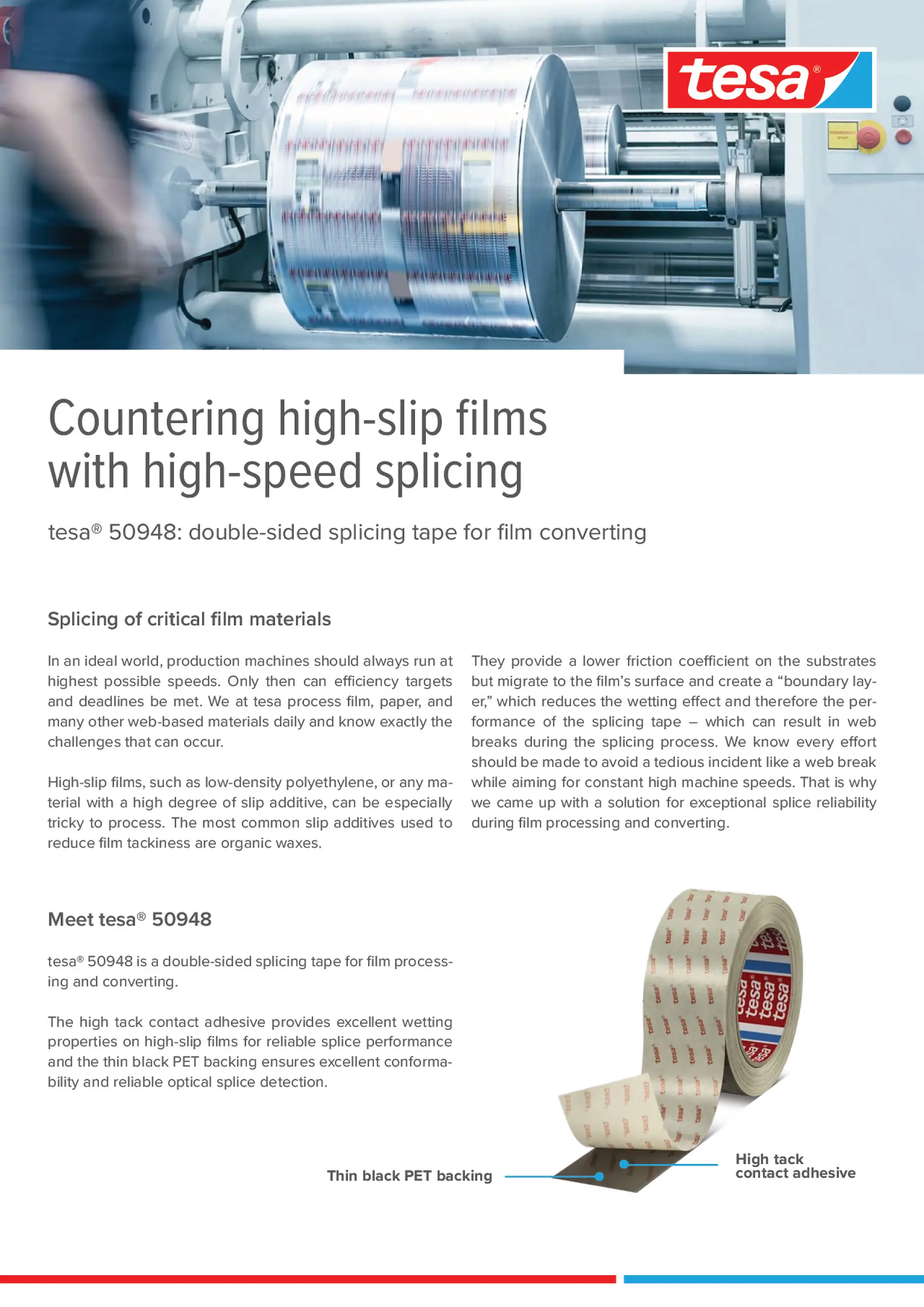 tesa® 50948 double-sided splicing high-slip films
