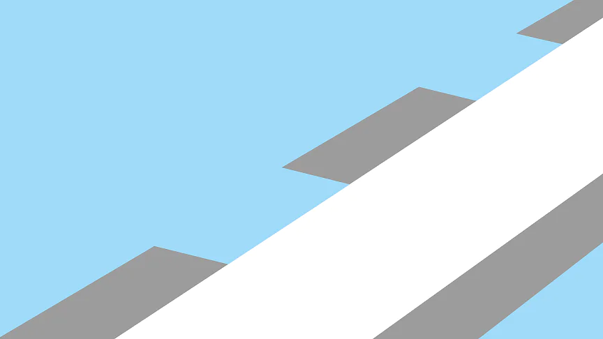 Abstract geometric design with blue background and alternating diagonal stripes in white and gray. The pattern creates an appearance of overlapping shapes, where the use of tesa tape enhances the precision and clean lines of the design. (This text has been generated by AI)