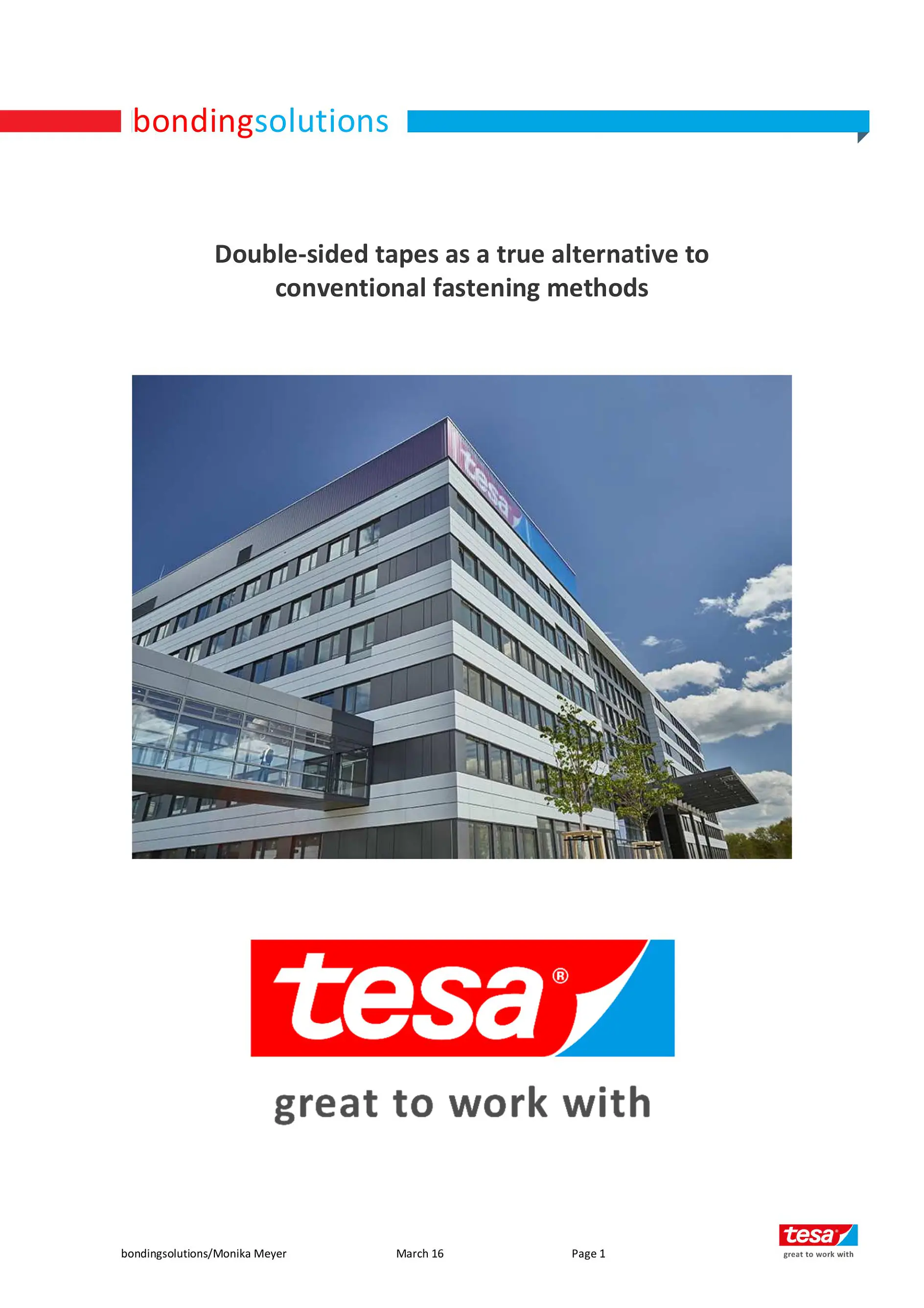 Double-Sided Tapes as a True Alternative to Conventional Fastening Methods