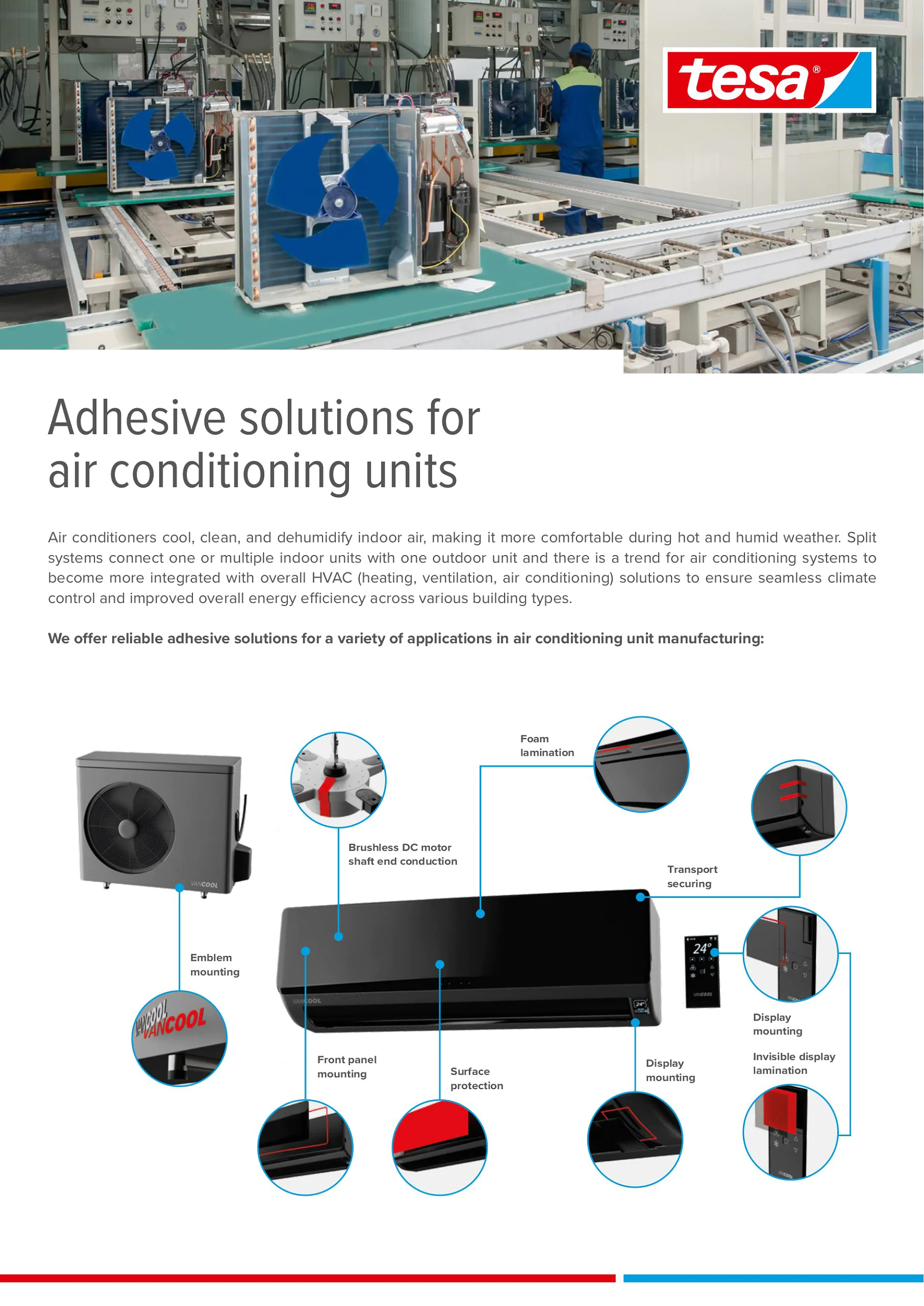 Adhesive solutions for air conditioning units