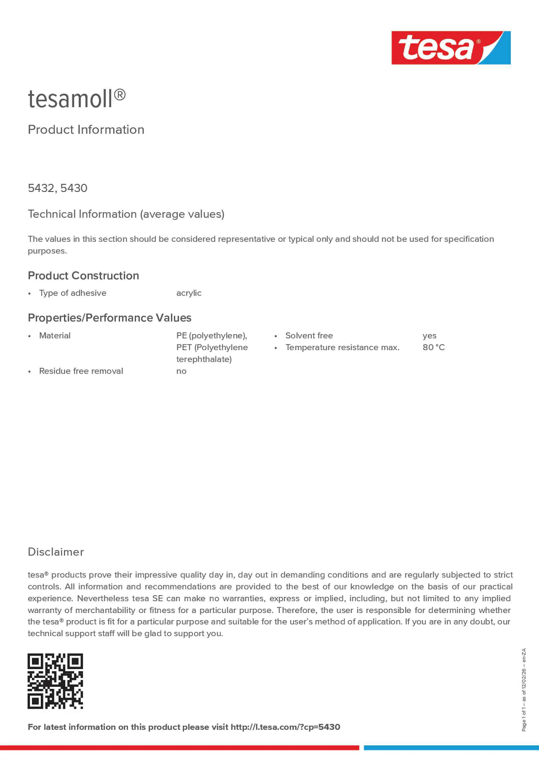 Product information_tesamoll® 5430_en-ZA