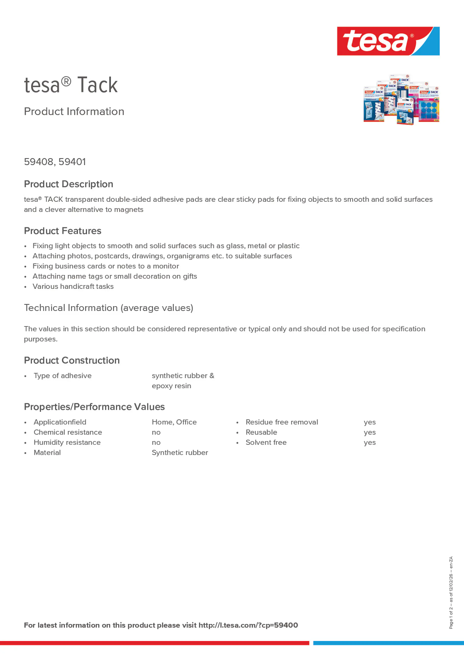 Product information_tesa® Tack 59401_en-ZA