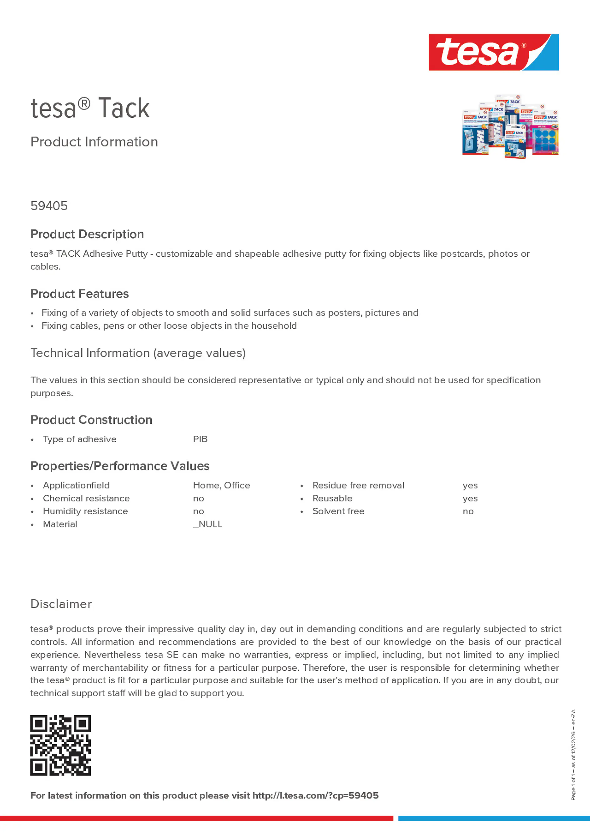 Product information_tesa® Tack 59405_en-ZA
