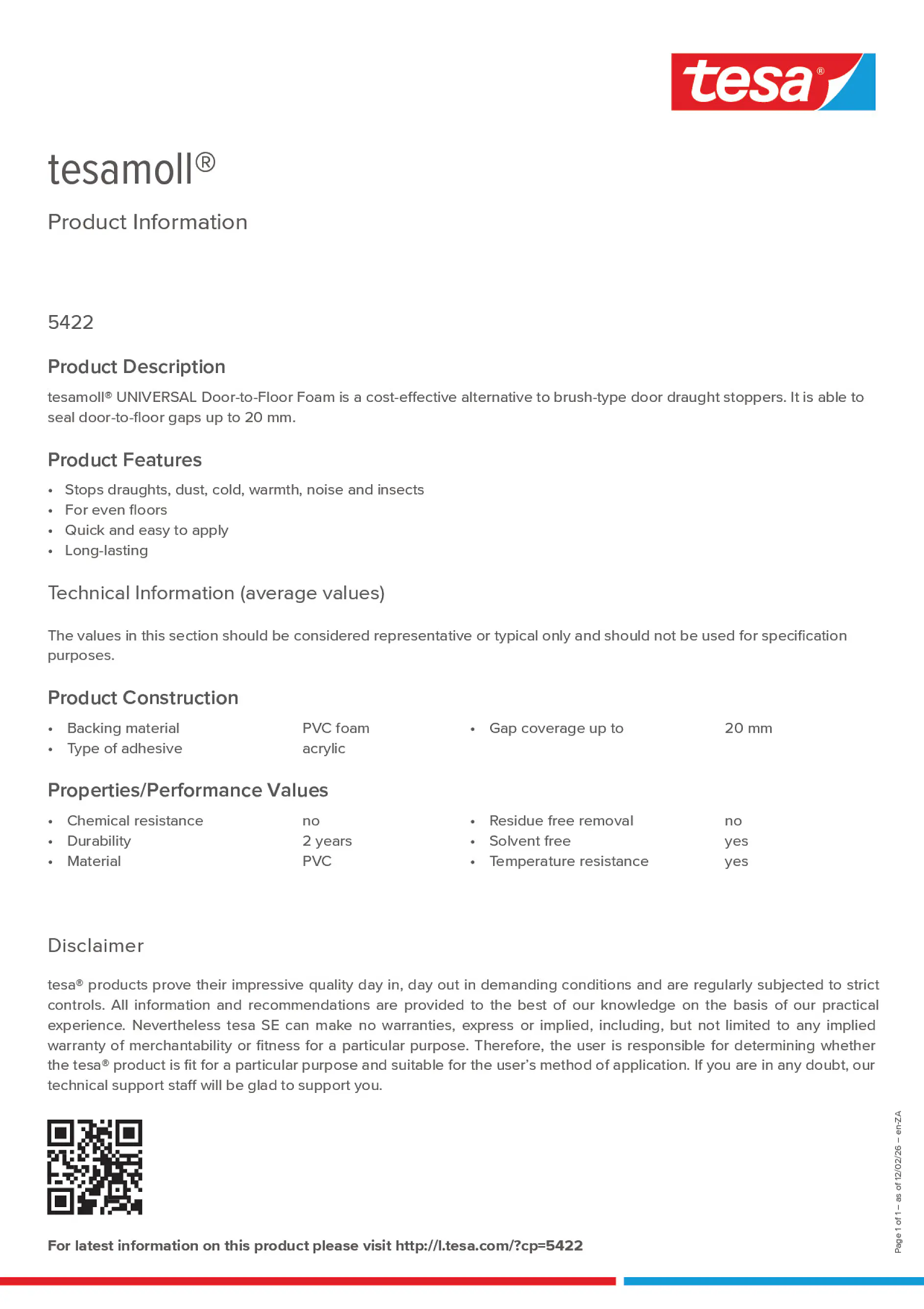 Product information_tesamoll® 05422_en-ZA