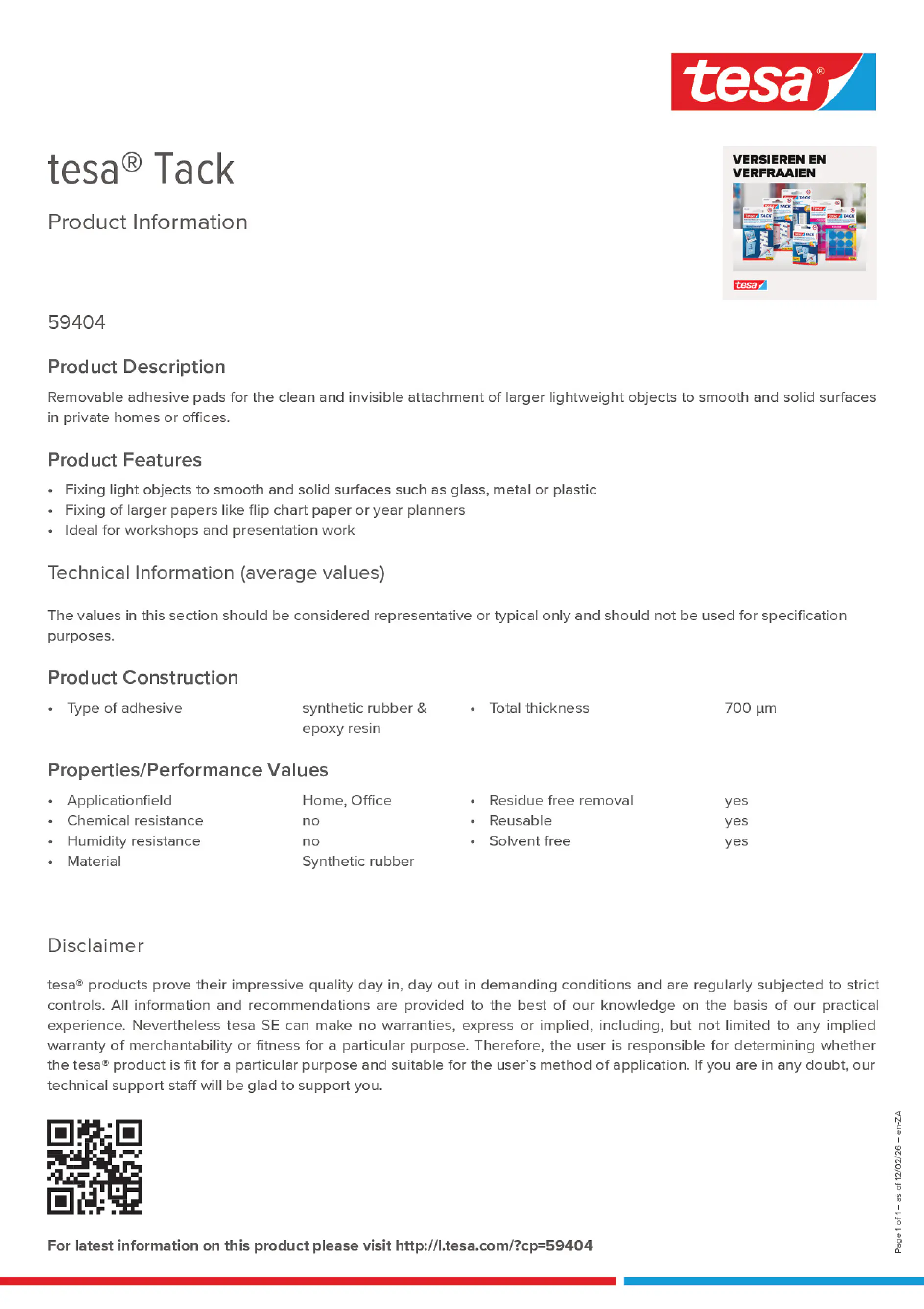 Product information_tesa® Tack 59404_en-ZA