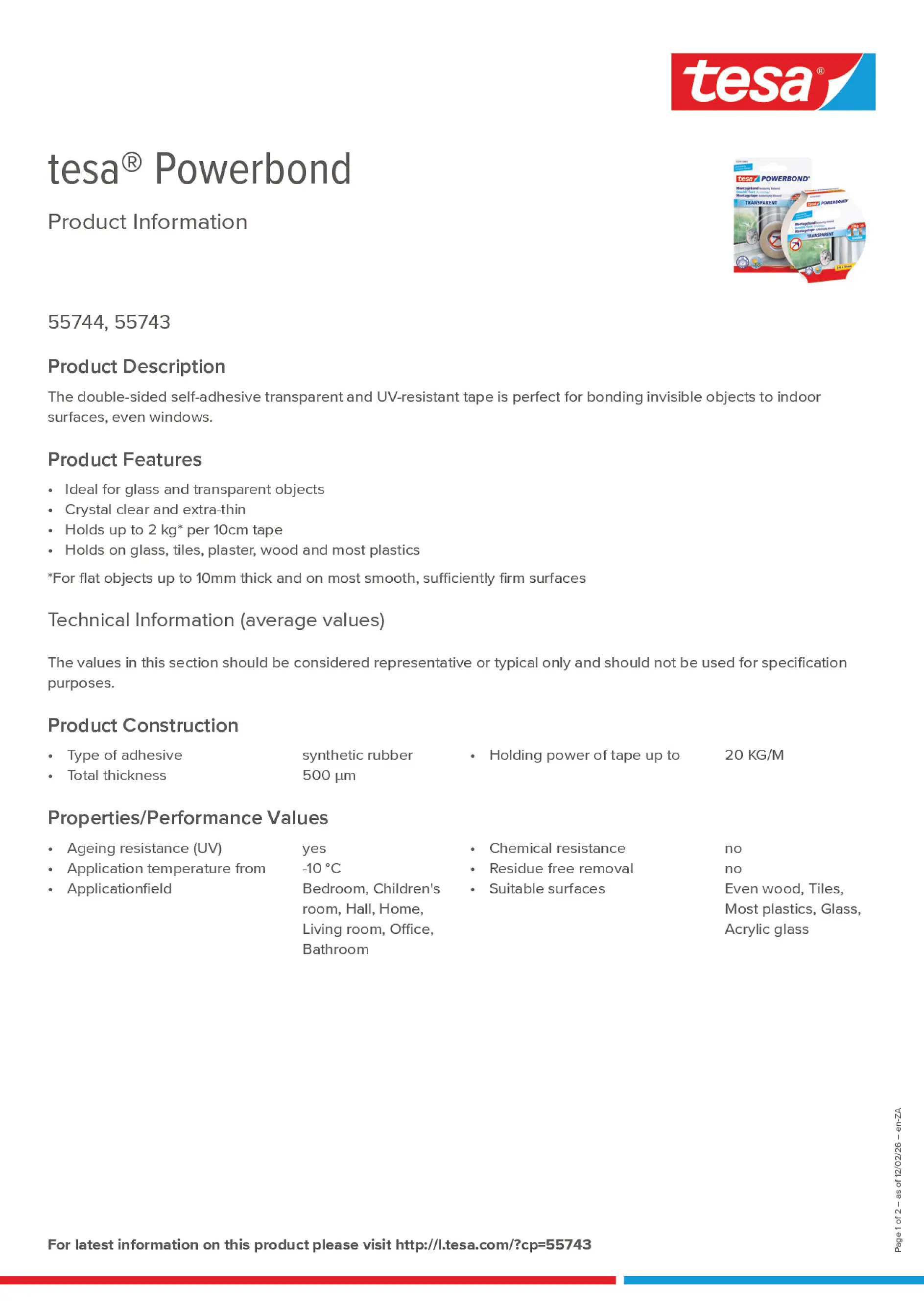 Product information_tesa® Powerbond 55743_en-ZA