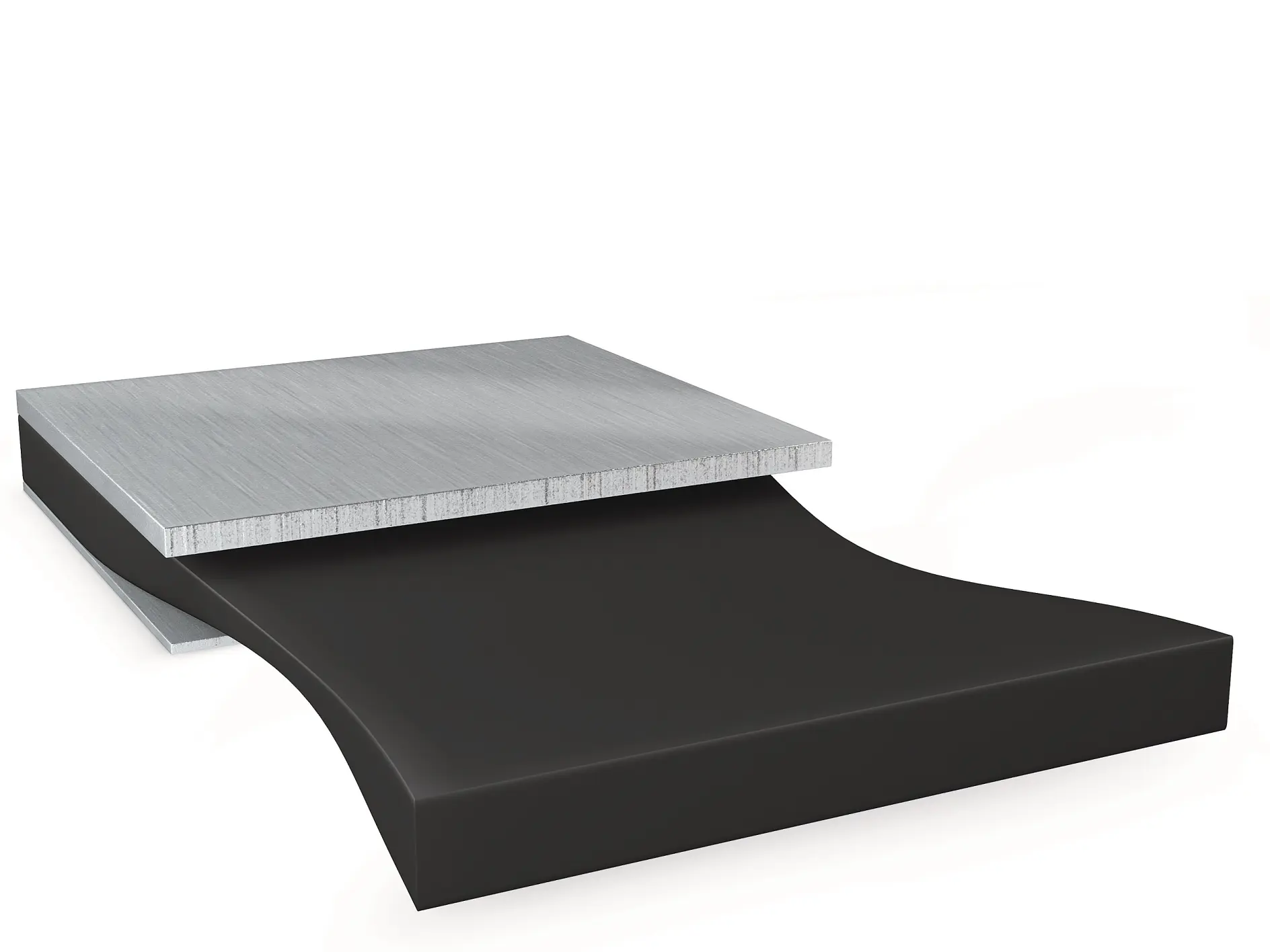 tesa black adhesive tape partially peeled from a white surface, isolated on a white background