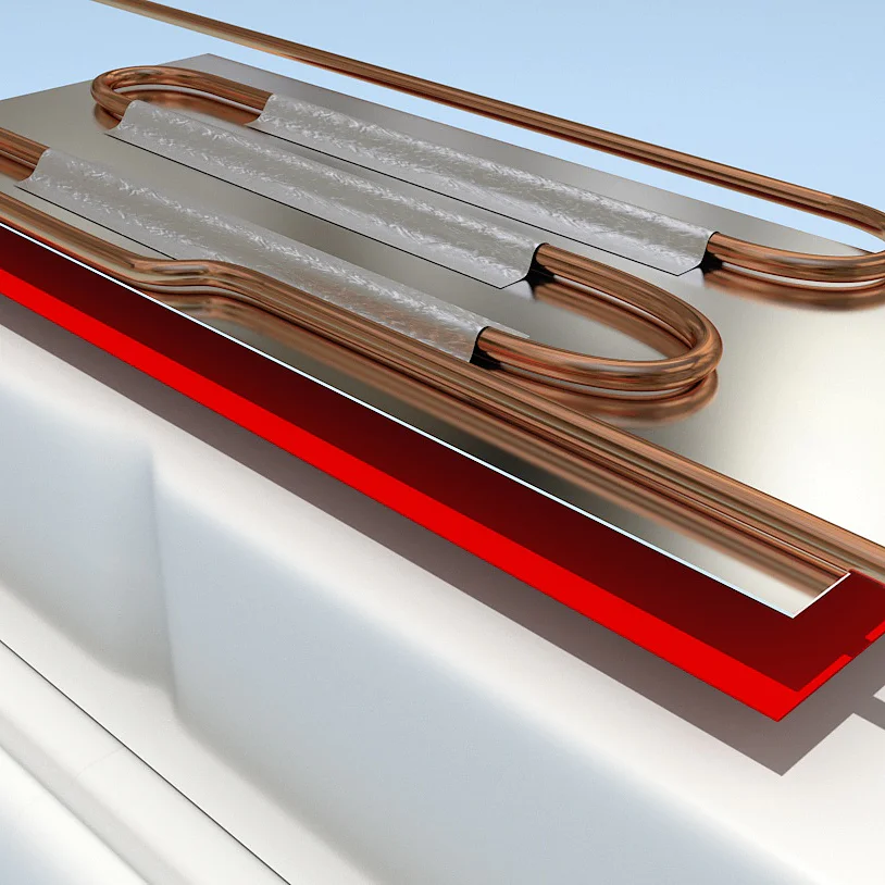 The evaporator plate will be bonded directly to the back of the PS body