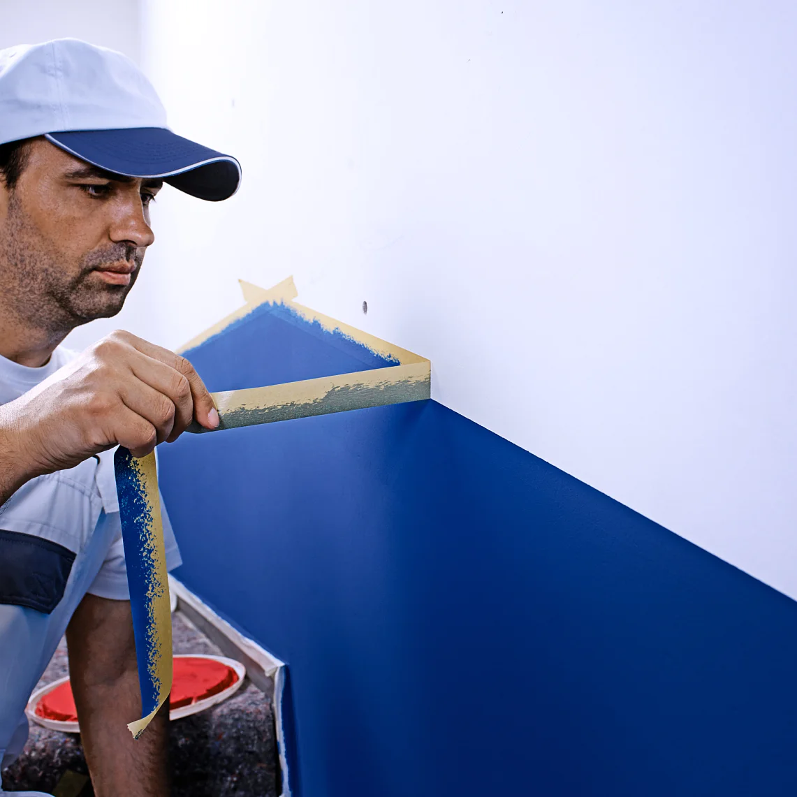 Professional masking and surface protection for sharp paint edges