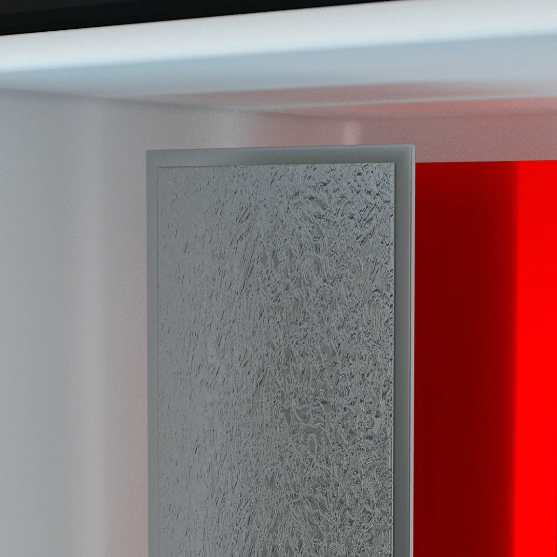 The VIP is mounted with a double-sided tape to keep the panel in place during the foaming process.