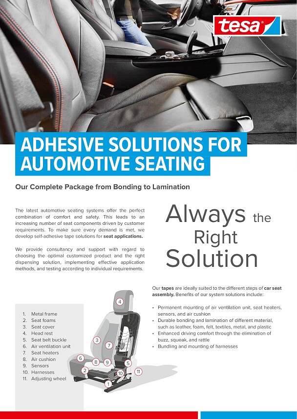 Adhesive Tape Solutions For Automotive Seating Tesa