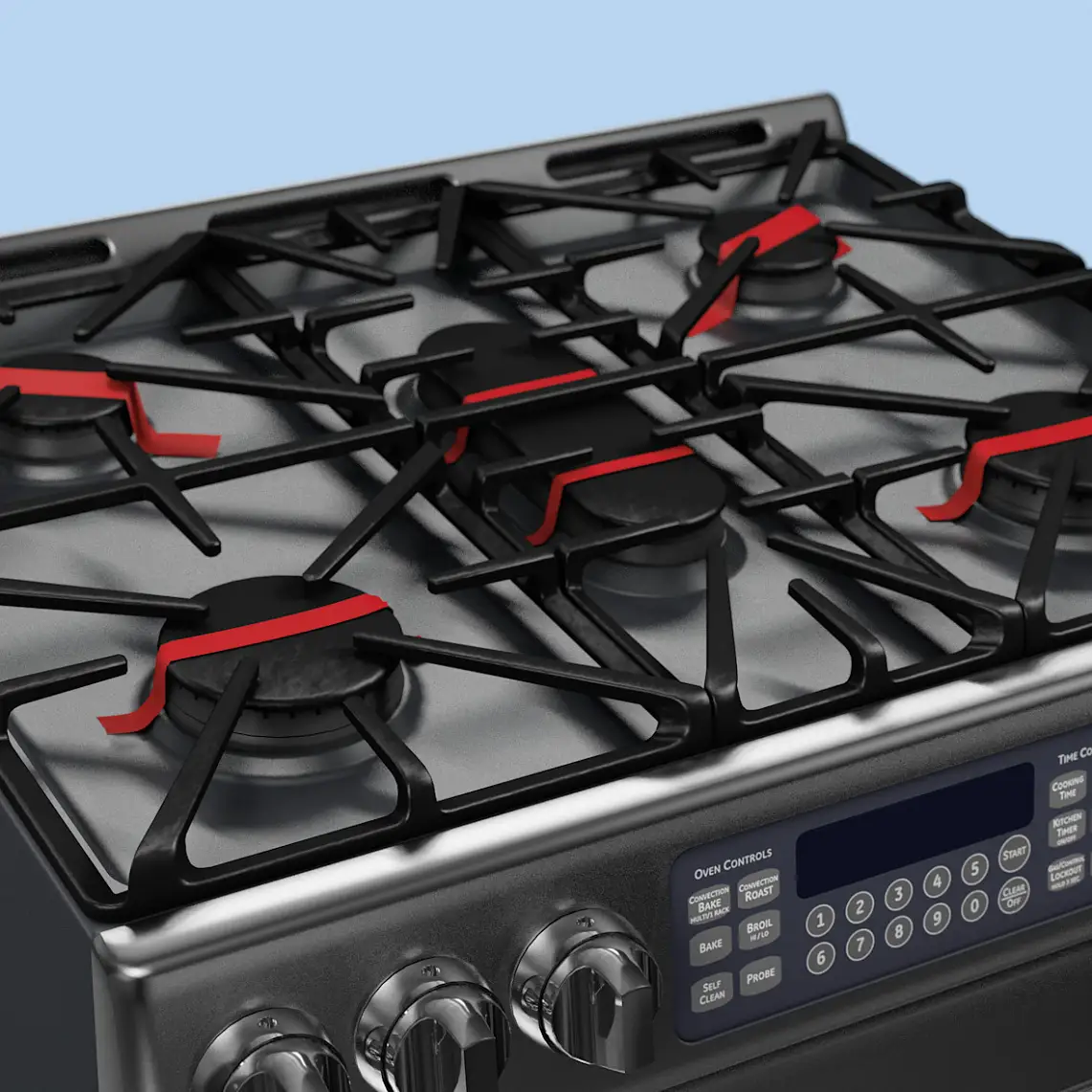 During transport the metal cooktop is kept in place by using adhesive tape.