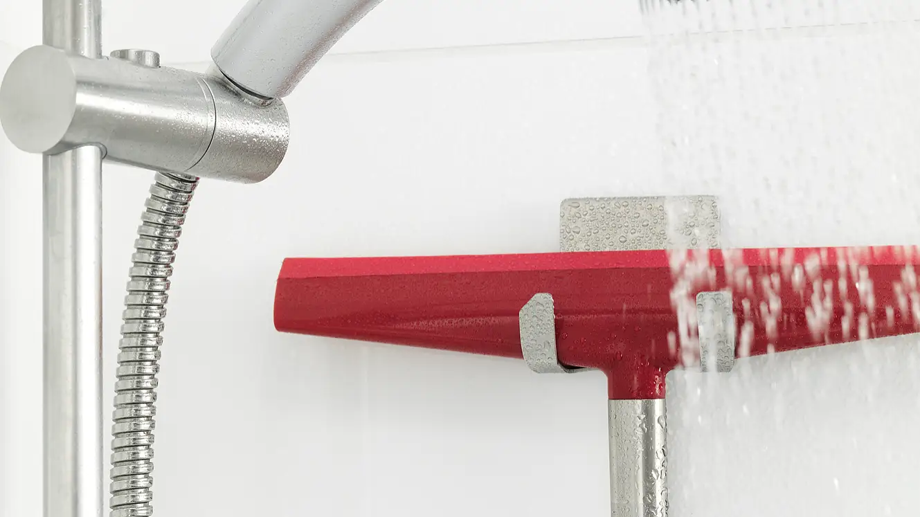 Waterproof, self-adhesive hooks – ideally suited for hanging up various bath and shower utensils.
