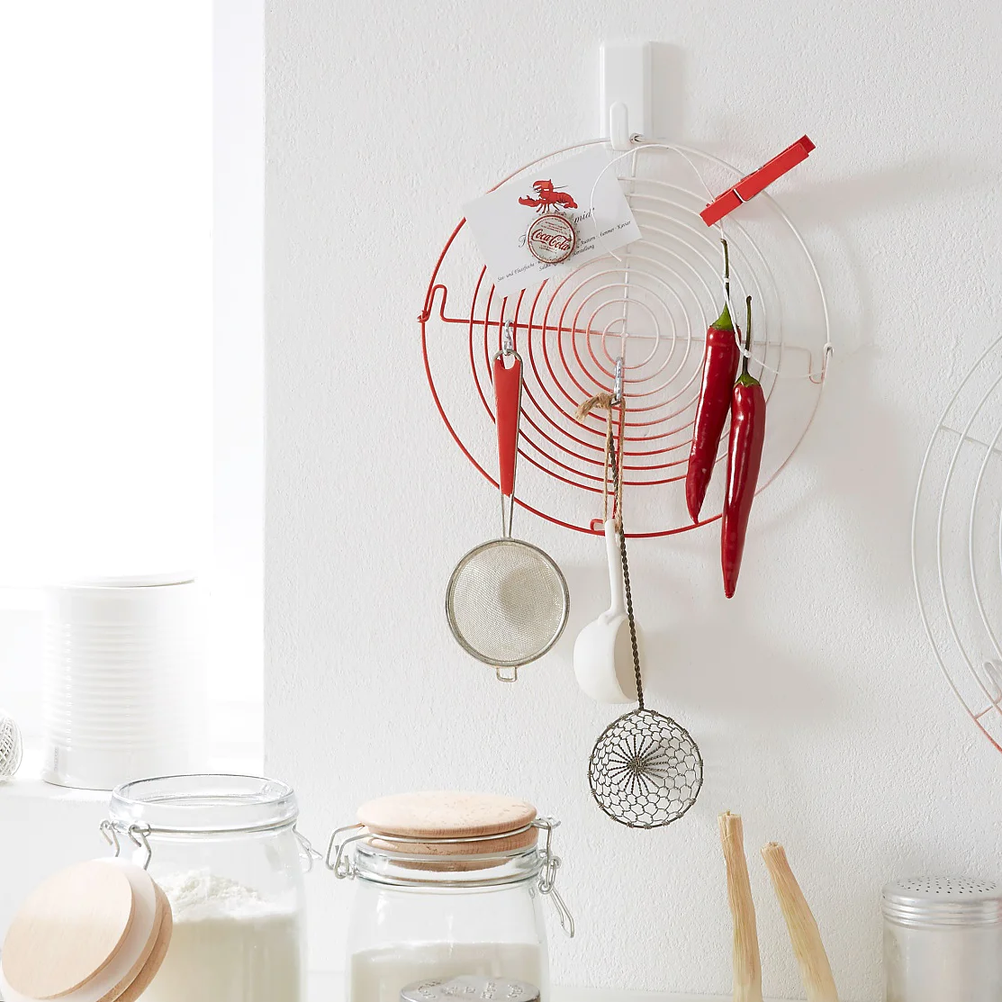 Simple organizing tips - The cooling rack mounted on the wall hooks "tesa Powerstrips® Hook LARGE Classic" is one of the most appreciated interior design ideas.