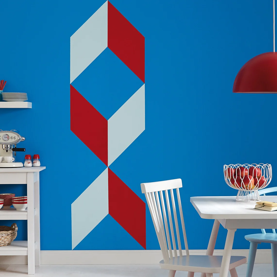 DIY wall design pattern in kitchen.