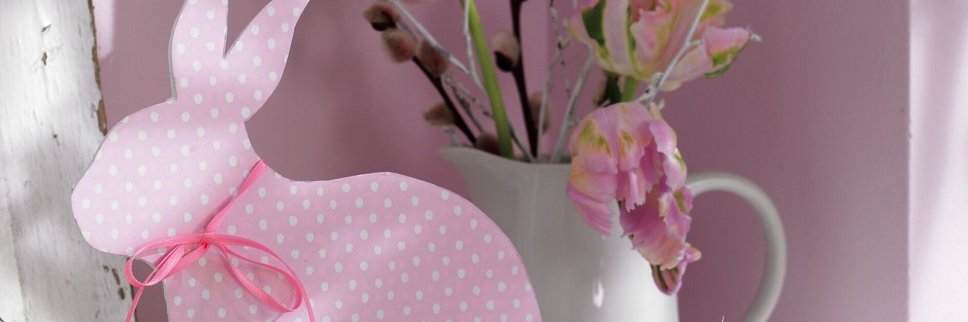 How sweet! Peter Cottontail is quickly brought to life out of foam board and gift-wrapping paper.
