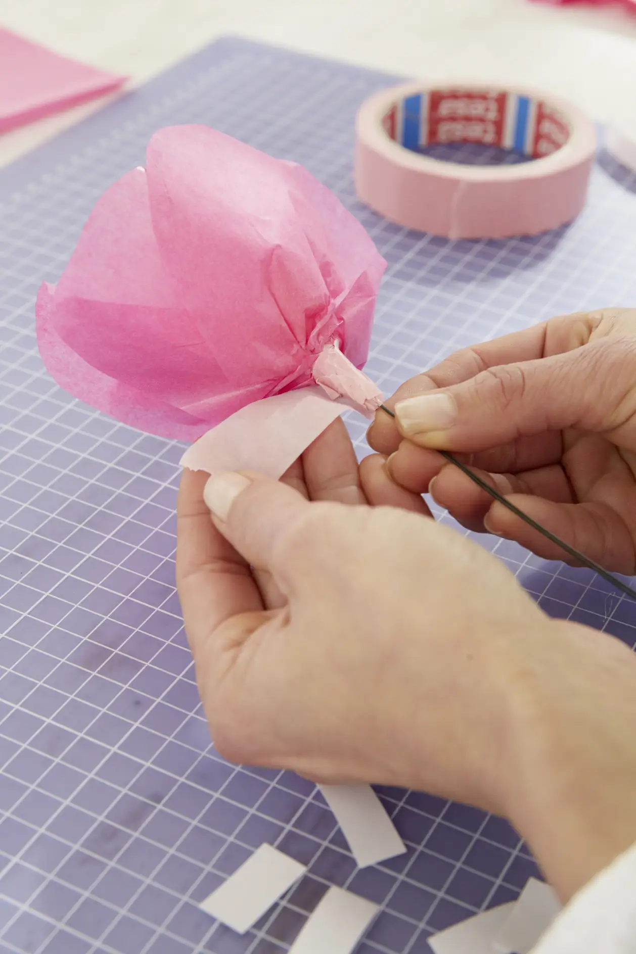 DIY Tissue Paper Rose / Step 9: Wrap again