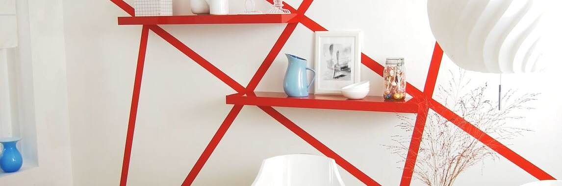 Creative Wall Art with Red Stripes