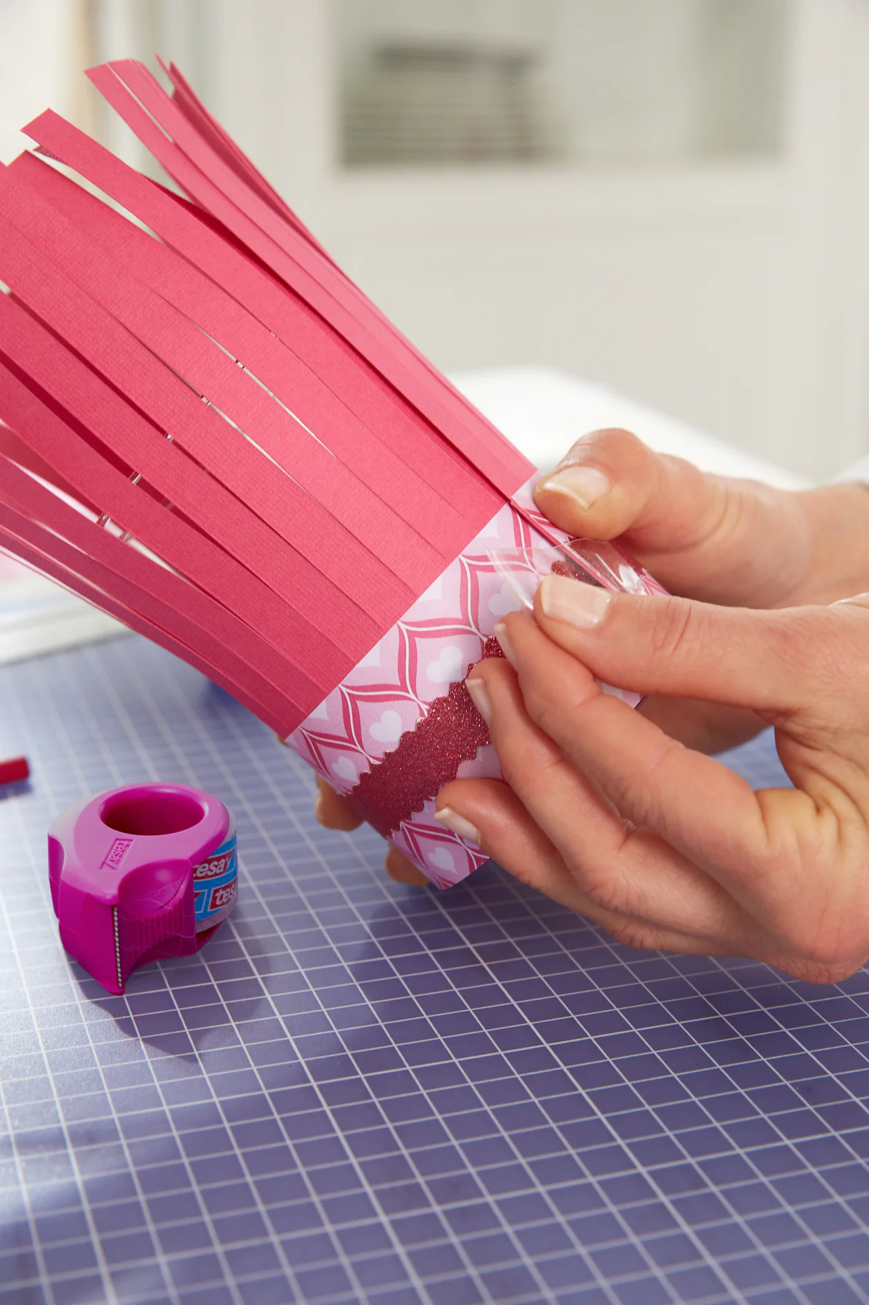 DIY Valentine's Day Lanterns / Step 6: Put sleeve around the lantern