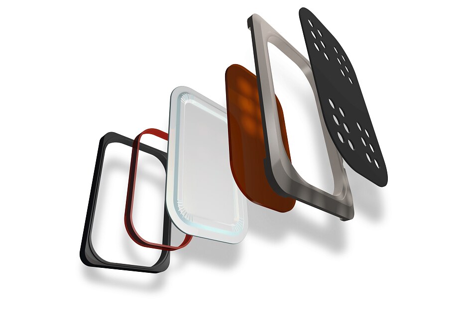 Budowa głośnika telefonu komórkowego Mobile phone speakers are tiny marvels. High-end speakers provide a frequency range of between 500 and 5000 hertz. The cone (white) consists of two stiff films with a flexible adhesive mass on the inside.