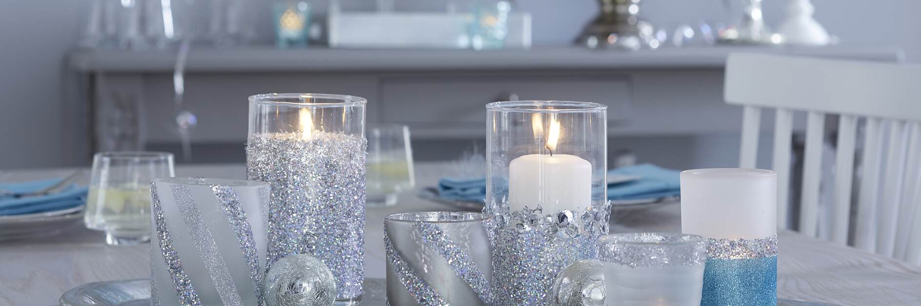 Sparkling Candle Jar Decoration Idea