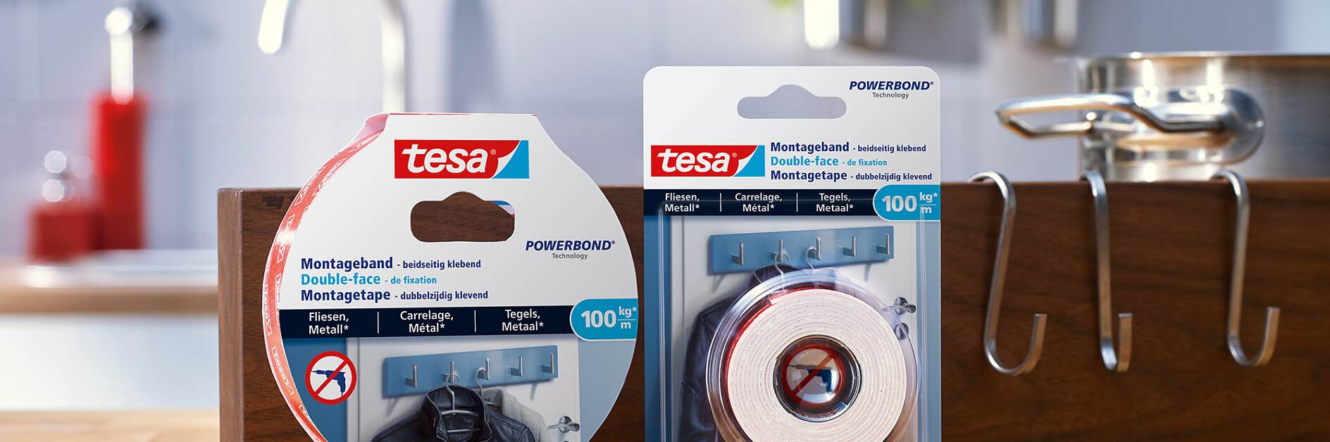 How to use tesa® Mounting Tape for Tiles & Metal 100kg/m.